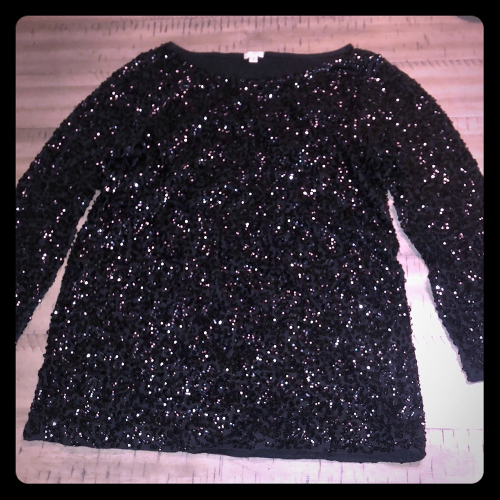 J. Crew Black Sequin Top